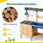 Lauko virtuvėlė vaikams su prijuoste ir priedais (Natūrali)