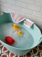 Maudynių komplektas lėlei su kempine Rožinis dangus