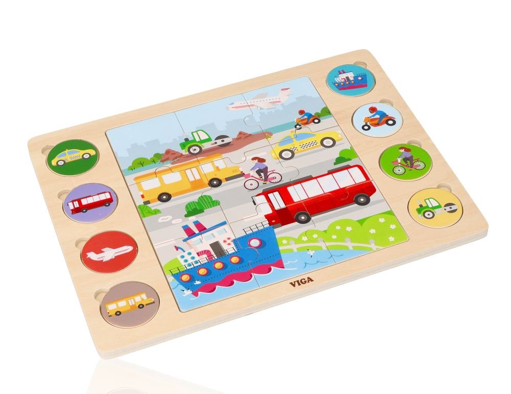 Medinė dėlionė 2in1 Transporto priemonės Medinė dėlionė 2in1 Transporto priemonės