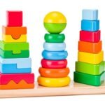 Medinė geometrinė dėlionė su 3 bokštais