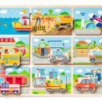 Medinė stumdomoji dėlionė Transporto priemonės