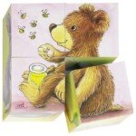 Medinės kubinės kaladėlės su gyvūnėliais