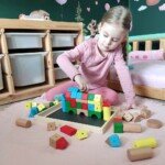 Medinės magnetinės kaladėlės, 40 elementų