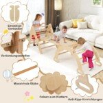 Medinis 4-in-1 laipiojimo komplektas su čiuožykla ir supuoklėmis (Natūrali)