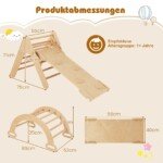 Medinis 4-in-1 laipiojimo komplektas su čiuožykla ir supuoklėmis (Natūrali)