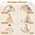 Medinis 4-in-1 laipiojimo komplektas su čiuožykla ir supuoklėmis (Natūrali)