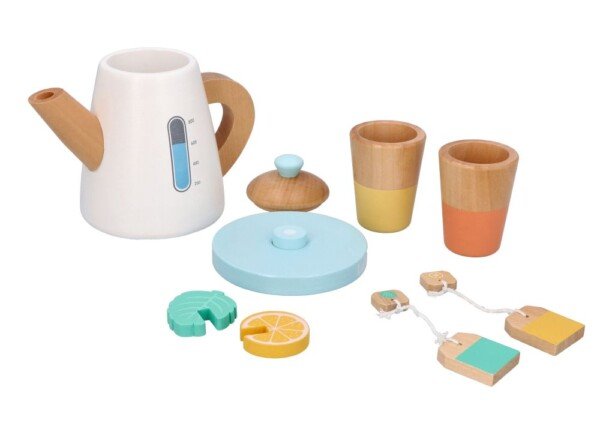 Medinis arbatos rinkinys su virduliu ir puodeliais