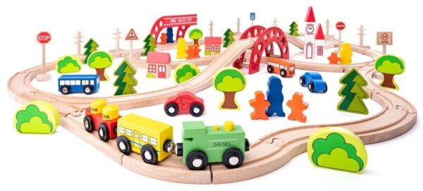 Medinis geležinkelio rinkinys su tiltu