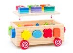 Medinis vežimėlis-rūšiuoklė su kaladėlėmis 3 viename