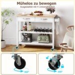 Virtuvės vežimėlis su stalviršiu ir dviem stalčiais (Balta)