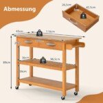 Virtuvės vežimėlis su stalviršiu ir laikymo skyriais (Natūrali)