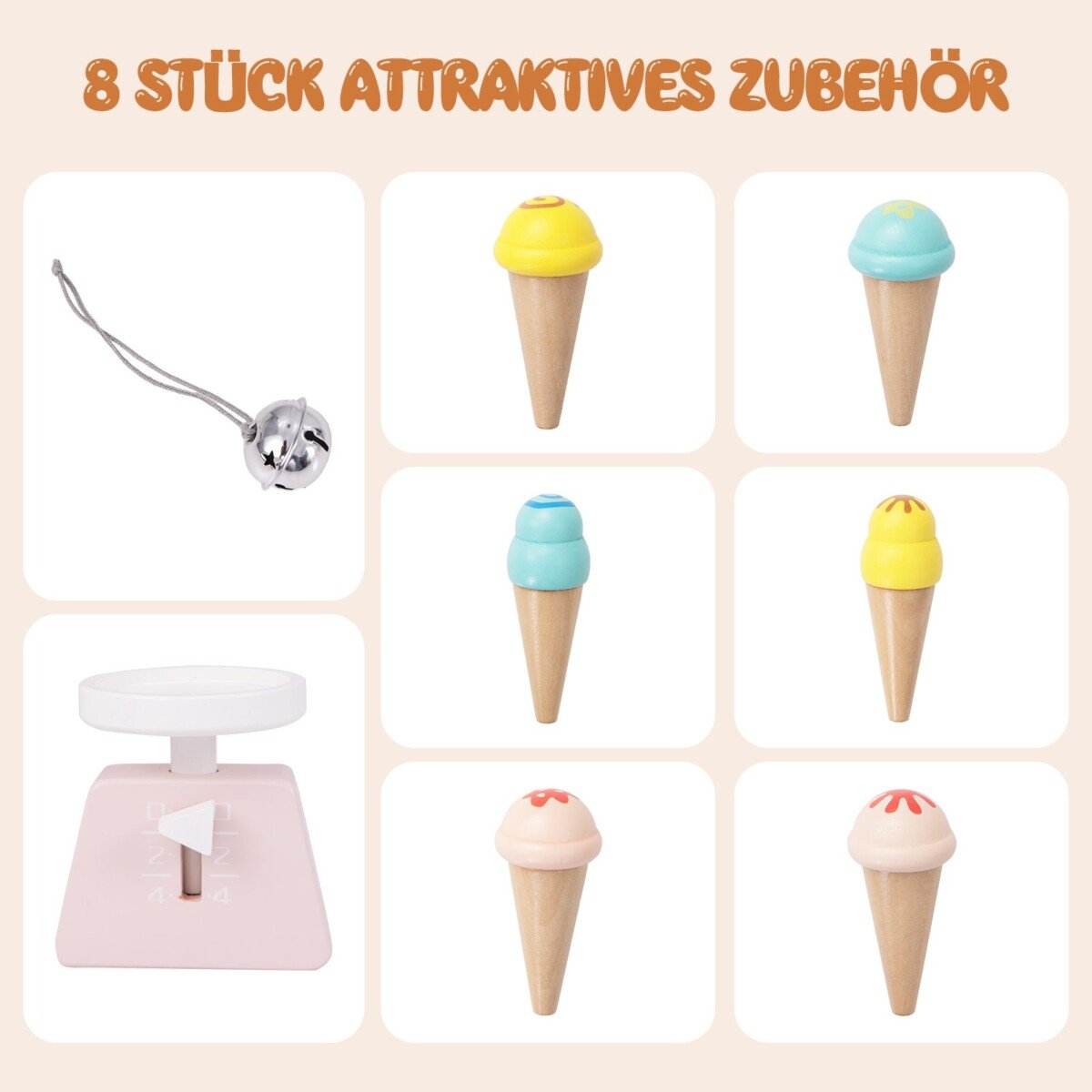 Medinis ledų vežimėlis su lentynomis (Pilka)