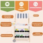 Medinis ledų vežimėlis su lentynomis (Pilka)