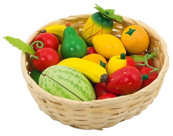 Medinių vaisių rinkinys krepšelyje, 23 vnt.