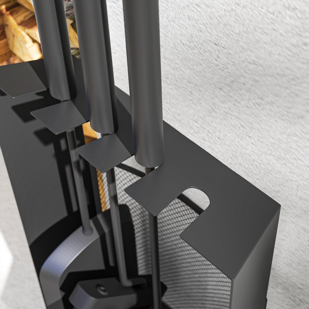 Metalinis 5 dalių židinio įrankių komplektas vidaus ir lauko naudojimui