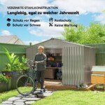 Metalinis sodo sandėliukas su stumdomomis durimis ir ventiliaciniais langeliais 277 x 195 x 192 cm