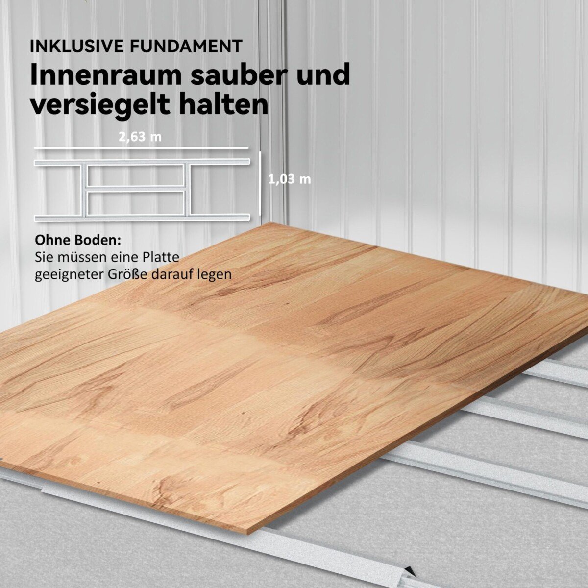 Metalinis sodo sandėliukas su stumdomomis durimis ir ventiliaciniais langeliais 277 x 195 x 192 cm