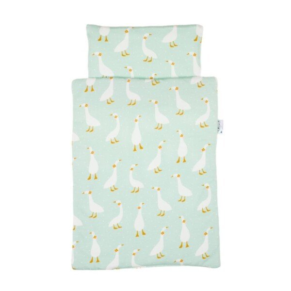 Mėtinė lėlių patalynė su žąsiukais