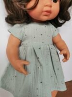 Mėtinė muslininė suknelė lėlei 38 cm