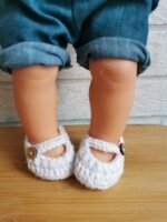 Mėtų spalvos bateliai su nėriniais 38 cm lėlei