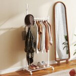 Mobili drabužių kabykla su batų lentyna ir kabliukais