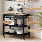 Virtuvės salelė su stalčiais ir lentynomis (Juoda)