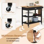 Virtuvės salelė su stalčiais ir lentynomis (Juoda)