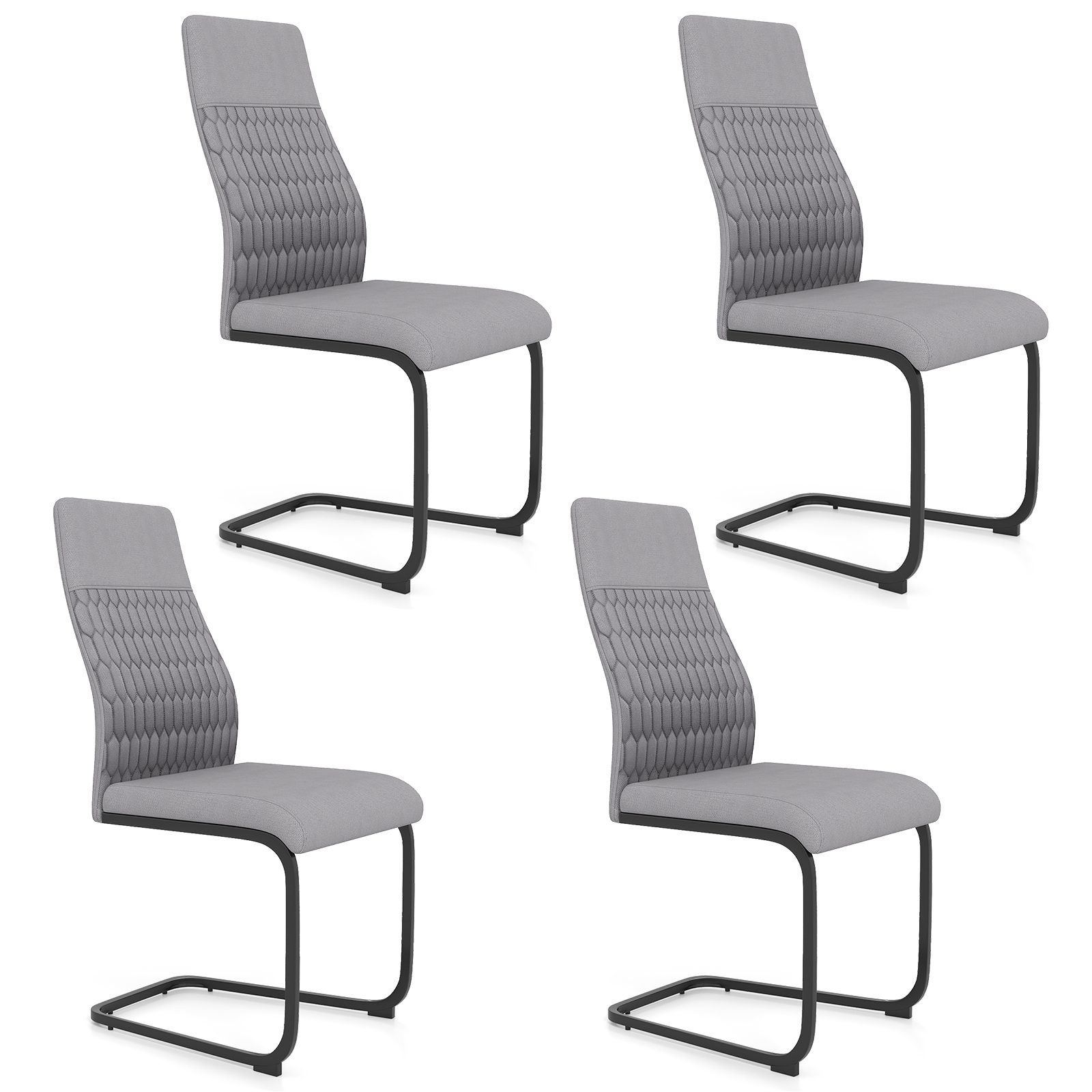 pilkas Modernus valgomojo kėdžių komplektas su aukštu atlošu (Pilka)