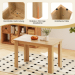 Medinis stačiakampis valgomojo stalas 4–6 asmenims (Natūrali)