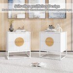 Stilingas naktinis staliukas su dviem stalčiais (Balta)