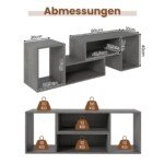 Modulinis TV staliukas su L formos lentynėlėmis (Pilka)