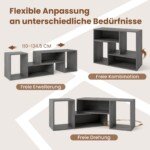 Modulinis TV staliukas su L formos lentynėlėmis (Pilka)