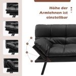 Modulinė sofa-lova su reguliuojamu atlošu ir porankiais (Juoda)