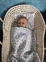 Muslininė lėlių patalynė su alyvuogių šakelėmis