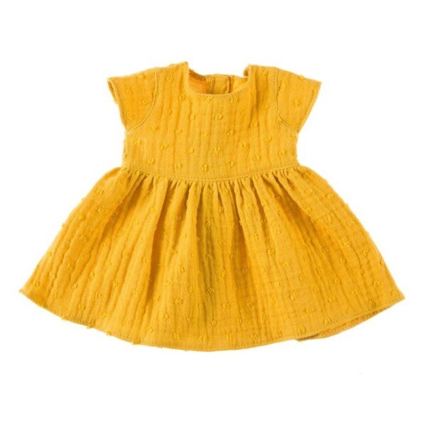 Muslininė suknelė lėlėms 38cm medaus spalvos