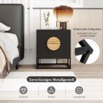 Stalelis su dviem stalčiais ir medinėmis rankenėlėmis (Juoda)