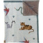 Nature Planet Organinės medvilnės pledas Laukiniai gyvūnai