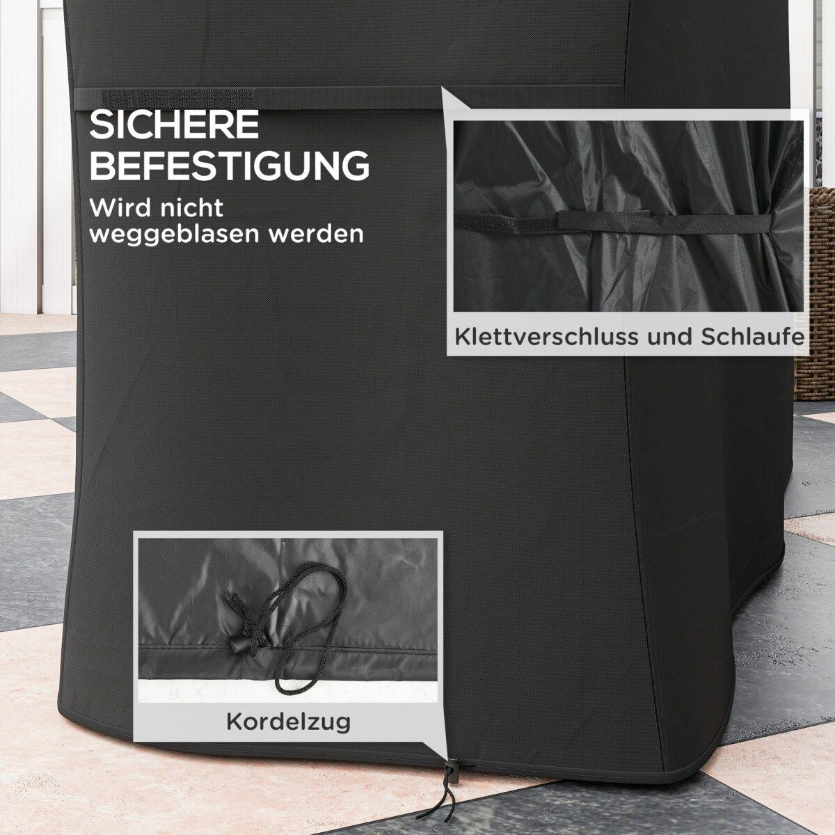 Oro sąlygoms atsparus griliaus apdangalas iš 420D Oksfordo audinio