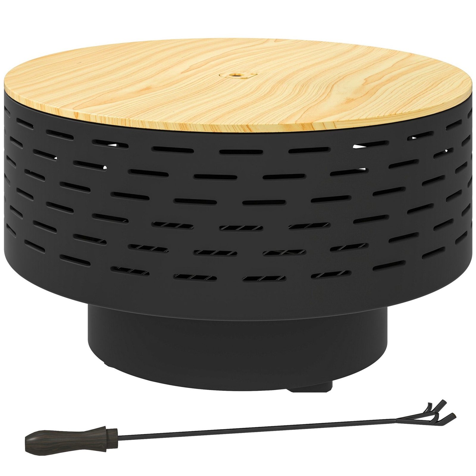 Outsunny 3-in-1 Feuerschale Ø60 x 39cm aus Edelstahl Feuerstelle mit Grillrost Funkenschutz Schürhaken Kohlegrau Trijų funkcijų nerūdijančio plieno lauko ugniakuras