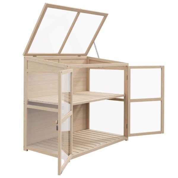 Medinis šiltnamis su reguliuojama vidine lentyna