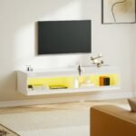 Aukšto blizgesio sieninė TV spintelė su RGB LED apšvietimu