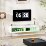 Aukšto blizgesio sieninė TV spintelė su RGB LED apšvietimu