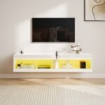 Aukšto blizgesio sieninė TV spintelė su RGB LED apšvietimu