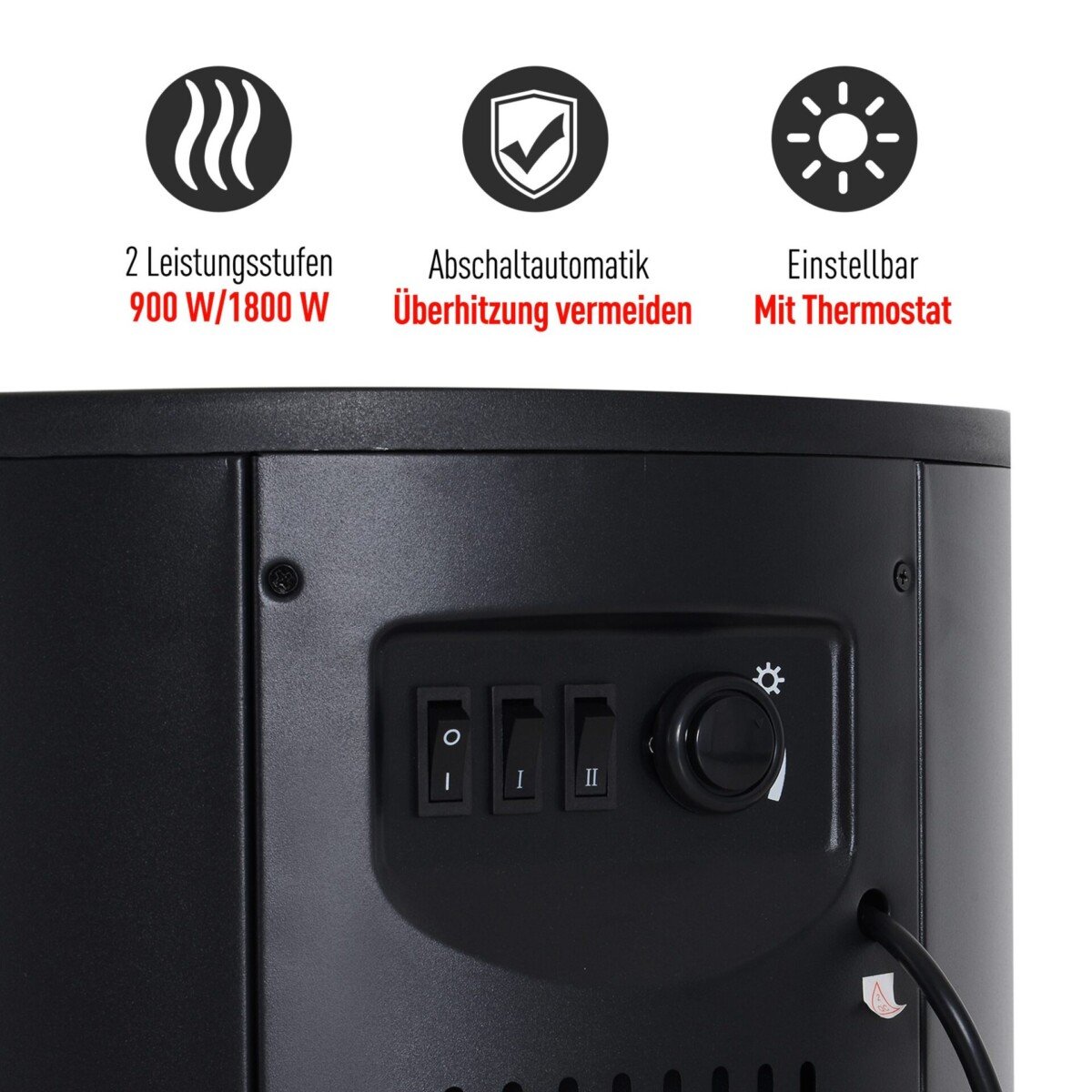 Elektrinis židinys su šildymu ir LED liepsnos efektu