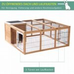 Triušių namelis su aptvaru ir atidaromu stogu