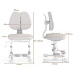 Ergonomiška vaikiška rašomojo stalo kėdė su reguliuojamu dvigubu atlošu ir atrama kojoms (Pilka)