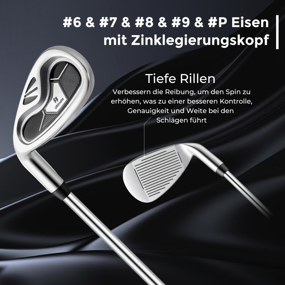 Pilnas golfo lazdų ir krepšio komplektas kairiarankiams vyrams (Juoda)