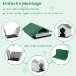 Plastikinė šunų būda su užrakinamomis metalinėmis durimis ir ventiliacijos angomis (Žalia)