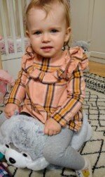 Pliušinis haskio šuniuko pufas