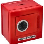 Raudona vaikiška taupyklė-seifas
